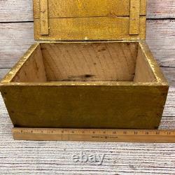 Vintage Amish Wooden Grain Box Mustard Yellow Primitive Rustic Storage Chest 14