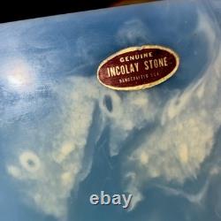 Vintage Antique 1970s Incolay Blue & White Stone Jewelry Box from Disneyland