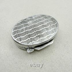 Vintage Antique 800 Sterling Silver Snuff Pill Box Wave Design Accessory