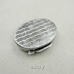 Vintage Antique 800 Sterling Silver Snuff Pill Box Wave Design Accessory