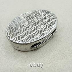 Vintage Antique 800 Sterling Silver Snuff Pill Box Wave Design Accessory