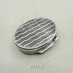 Vintage Antique 800 Sterling Silver Snuff Pill Box Wave Design Accessory