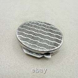 Vintage Antique 800 Sterling Silver Snuff Pill Box Wave Design Accessory