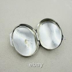 Vintage Antique 800 Sterling Silver Snuff Pill Box Wave Design Accessory