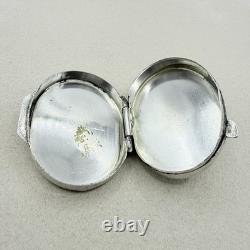 Vintage Antique 800 Sterling Silver Snuff Pill Box Wave Design Accessory