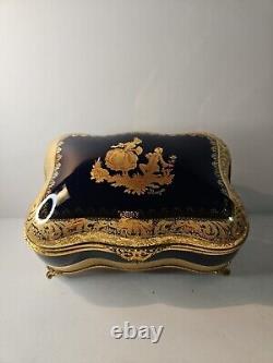 Vintage Antique Lrg Limoges Of France Trinket Box Jewelry Box Golt Gilt Prestige