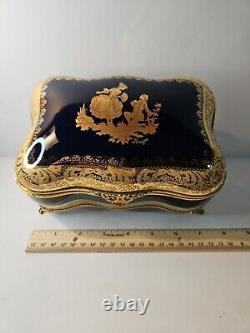 Vintage Antique Lrg Limoges Of France Trinket Box Jewelry Box Golt Gilt Prestige