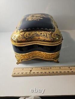 Vintage Antique Lrg Limoges Of France Trinket Box Jewelry Box Golt Gilt Prestige