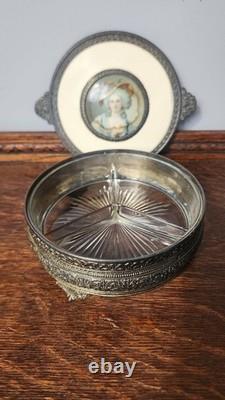 Vintage Antique PNCW USA Bronze Miniature Portrait Dresser Jewelry Trinket Box