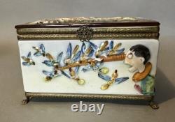 Vintage Antique Porcelain Comical Scenic Pinocchio Themed Keepsake Jewel Box
