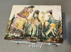 Vintage Antique Porcelain Comical Scenic Pinocchio Themed Keepsake Jewel Box