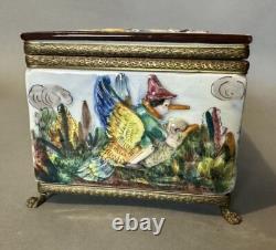 Vintage Antique Porcelain Comical Scenic Pinocchio Themed Keepsake Jewel Box