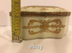 Vintage Antique Sevres Style Porcelain Jewelry Trinket Box with Romantic Scenes