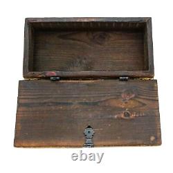 Vintage Antique Solid Wood Don Quixote Medieval Knight Metalwork Inlay Box