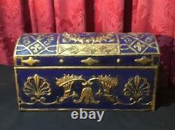 Vintage Antique Victorian Gilt Decorated Dome Top Keepsake Treasure Dresser Box