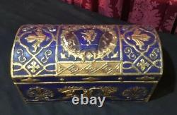 Vintage Antique Victorian Gilt Decorated Dome Top Keepsake Treasure Dresser Box