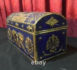 Vintage Antique Victorian Gilt Decorated Dome Top Keepsake Treasure Dresser Box