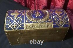 Vintage Antique Victorian Gilt Decorated Dome Top Keepsake Treasure Dresser Box