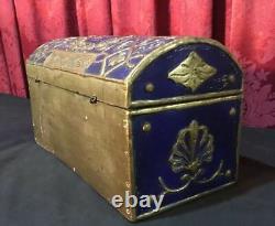 Vintage Antique Victorian Gilt Decorated Dome Top Keepsake Treasure Dresser Box