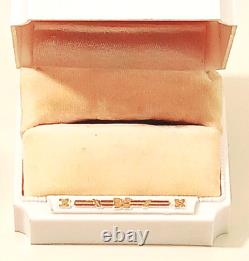 Vintage Art Deco Ring Box White Celluloid Gold Roseville Jewelers CA White Velve