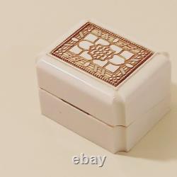 Vintage Art Deco Ring Box White Celluloid Gold Roseville Jewelers CA White Velve