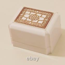 Vintage Art Deco Ring Box White Celluloid Gold Roseville Jewelers CA White Velve