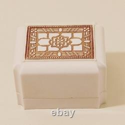 Vintage Art Deco Ring Box White Celluloid Gold Roseville Jewelers CA White Velve