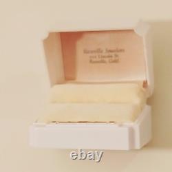 Vintage Art Deco Ring Box White Celluloid Gold Roseville Jewelers CA White Velve