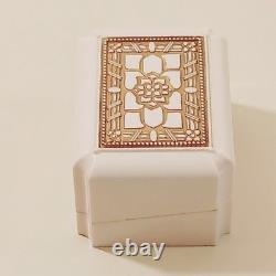 Vintage Art Deco Ring Box White Celluloid Gold Roseville Jewelers CA White Velve