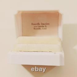 Vintage Art Deco Ring Box White Celluloid Gold Roseville Jewelers CA White Velve