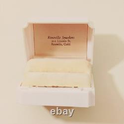 Vintage Art Deco Ring Box White Celluloid Gold Roseville Jewelers CA White Velve