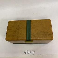 Vintage Art Deco Wood Jewelry Box Bakelite Handle / Knob