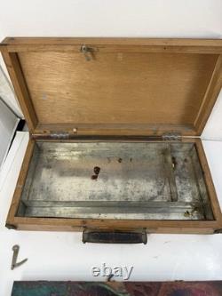 Vintage Artist's Wooden Metal Lined Box with paint pallet