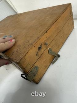 Vintage Artist's Wooden Metal Lined Box with paint pallet