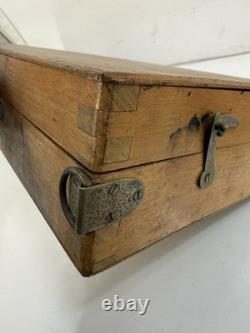 Vintage Artist's Wooden Metal Lined Box with paint pallet