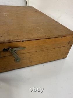 Vintage Artist's Wooden Metal Lined Box with paint pallet