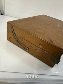 Vintage Artist's Wooden Metal Lined Box with paint pallet