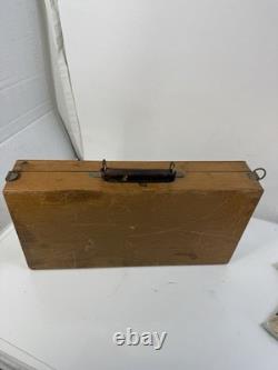 Vintage Artist's Wooden Metal Lined Box with paint pallet