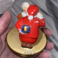 Vintage Artoria Limoges Peint Main Santa Mrs Claus Trinket Box