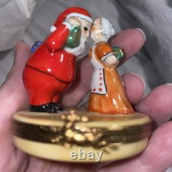 Vintage Artoria Limoges Peint Main Santa Mrs Claus Trinket Box