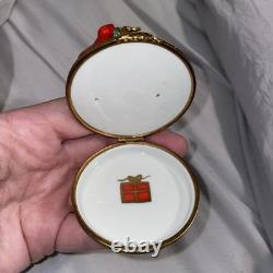 Vintage Artoria Limoges Peint Main Santa Mrs Claus Trinket Box