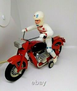 Vintage BIG 29 cm USSR Tin Toy Bike with Plastic Rider Remote Control. BOX