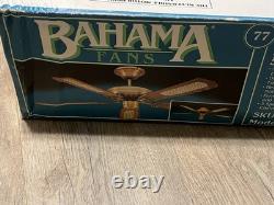 Vintage Bahama Fans 52 Deluxe Ceiling Fan Antique Brass Cane Blades Open Box