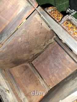 Vintage Bamboo Keepsake Box Brass and Wood Latched With Hinges