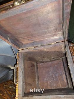 Vintage Bamboo Keepsake Box Brass and Wood Latched With Hinges