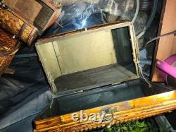 Vintage Bamboo Keepsake Box Brass and Wood Latched With Hinges