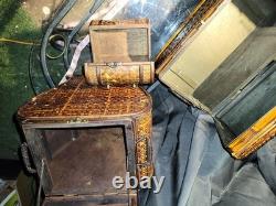 Vintage Bamboo Keepsake Box Brass and Wood Latched With Hinges