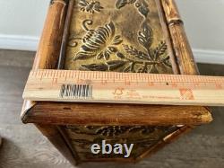 Vintage Bamboo/ wood Jewelry/Storage Box 3 Drawers 8/12/16 Inches