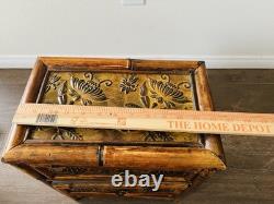 Vintage Bamboo/ wood Jewelry/Storage Box 3 Drawers 8/12/16 Inches
