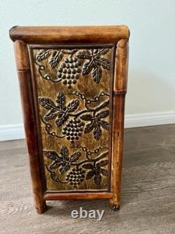 Vintage Bamboo/ wood Jewelry/Storage Box 3 Drawers 8/12/16 Inches